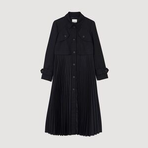 Sandro Elegant Black Pleated Coat